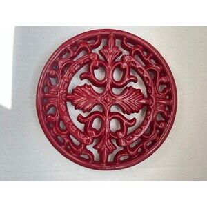 Red Enameled Cast Iron Trivet